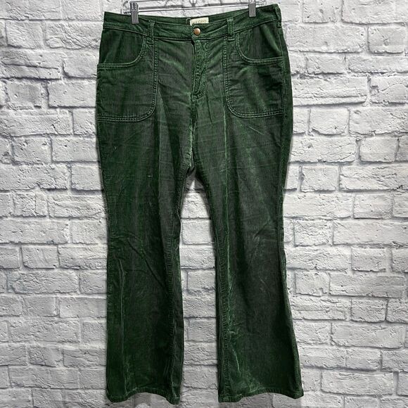 Anthropologie Pilcro Women Green Corduroy Flare Bootcut Leg Pants Size 32P 32X29 - Picture 2 of 12